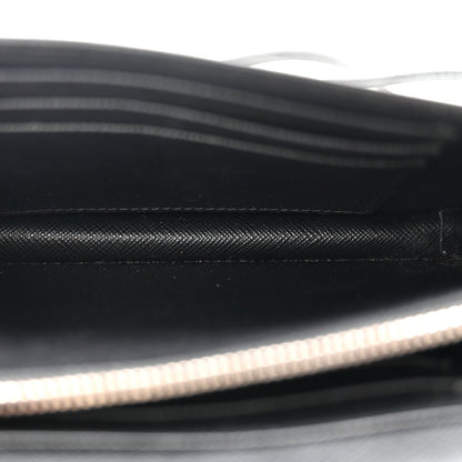 Saffiano Metal Flap Wallet With Strap Black