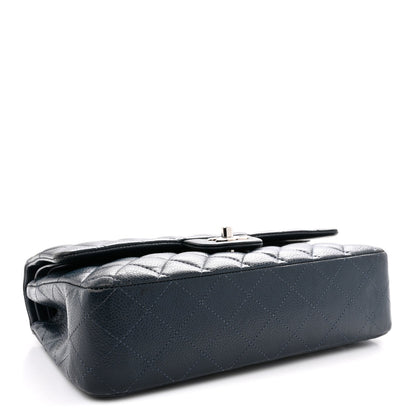 Caviar Quilted Medium Double Flap Navy