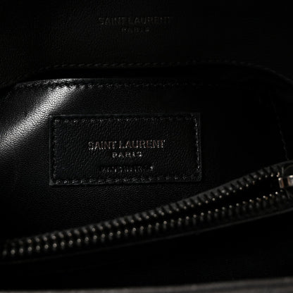 Sheepskin Matelasse Chevron Monogram Medium College Bag Asphalt