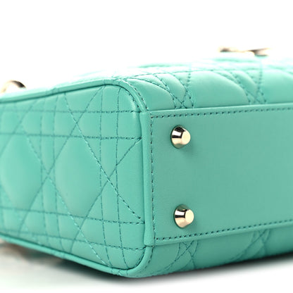 Lambskin Cannage Mini Lady Dior Aquamarina