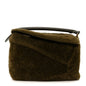 Shearling Small Puzzle Edge Bag Dark Khaki