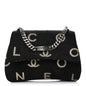 Canvas Quilted Letter Printed Flap Black