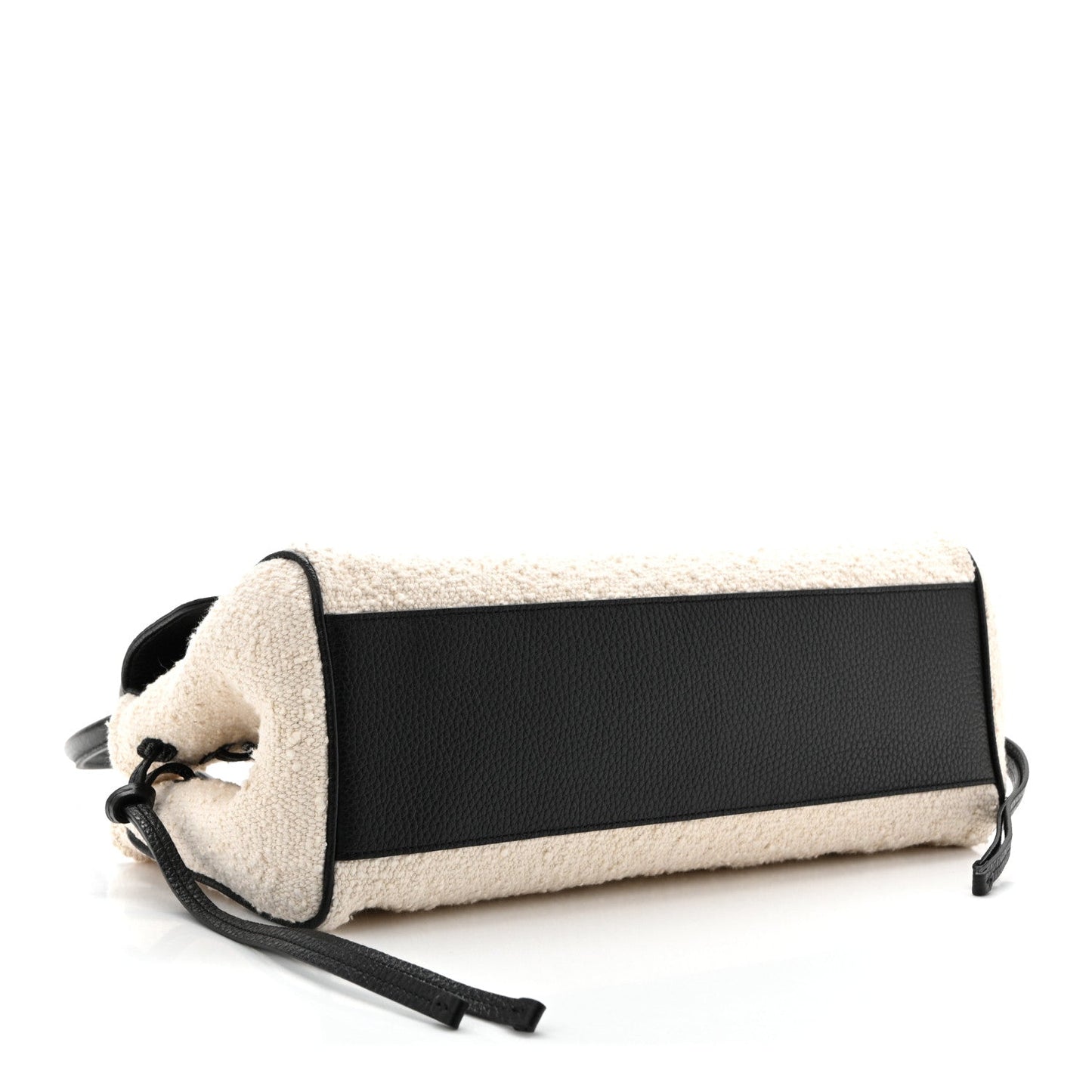 Grained Calfskin Boucle Urban Essentials Small Shopping Bag Ecru Black