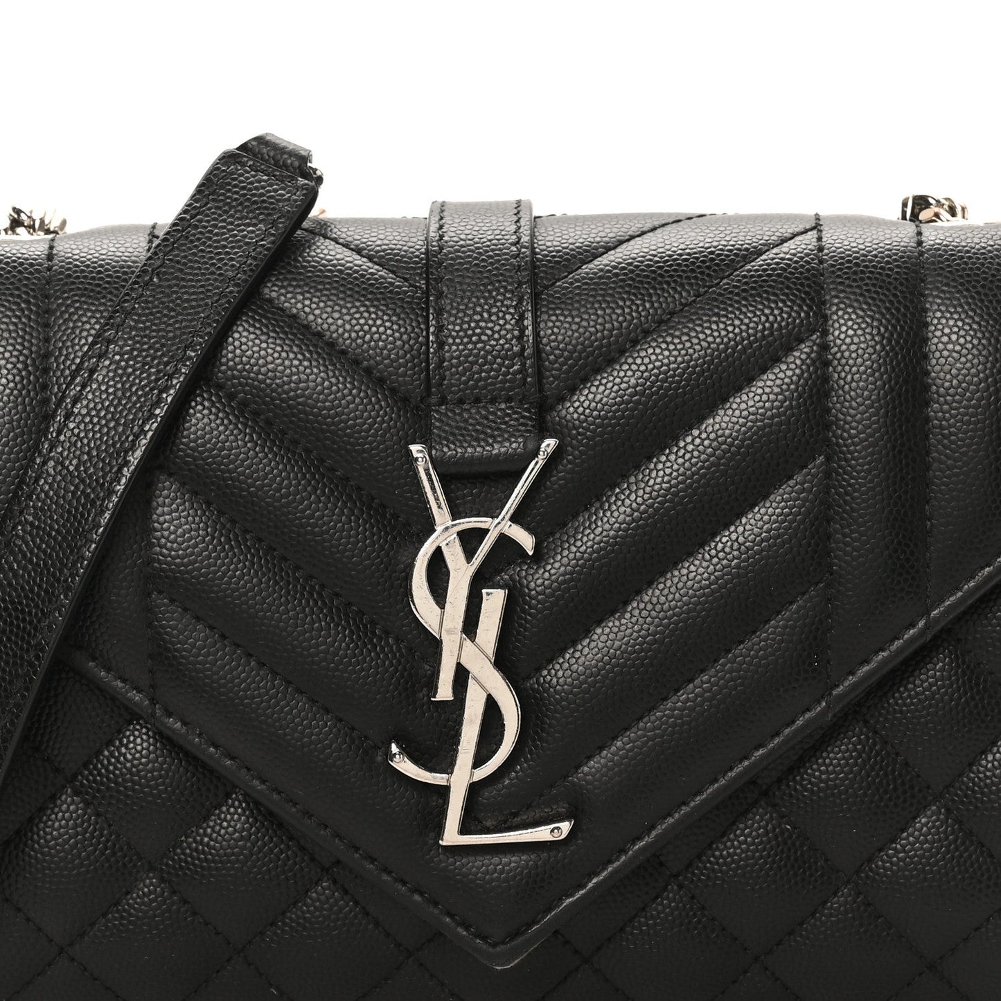 Grain De Poudre Textured Mixed Matelasse Triquilt Small Monogram Satchel Black