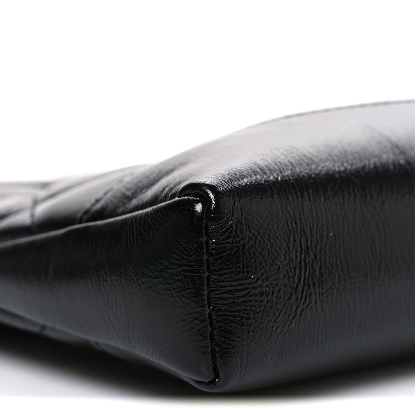 Shiny Crumpled Calfskin Quilted Nano 31 Shopping Bag Black