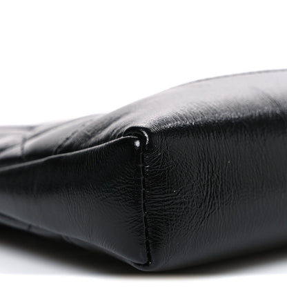 Shiny Crumpled Calfskin Quilted Nano 31 Shopping Bag Black