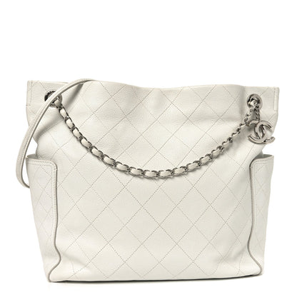 Caviar Stitched CC Pocket Tote White