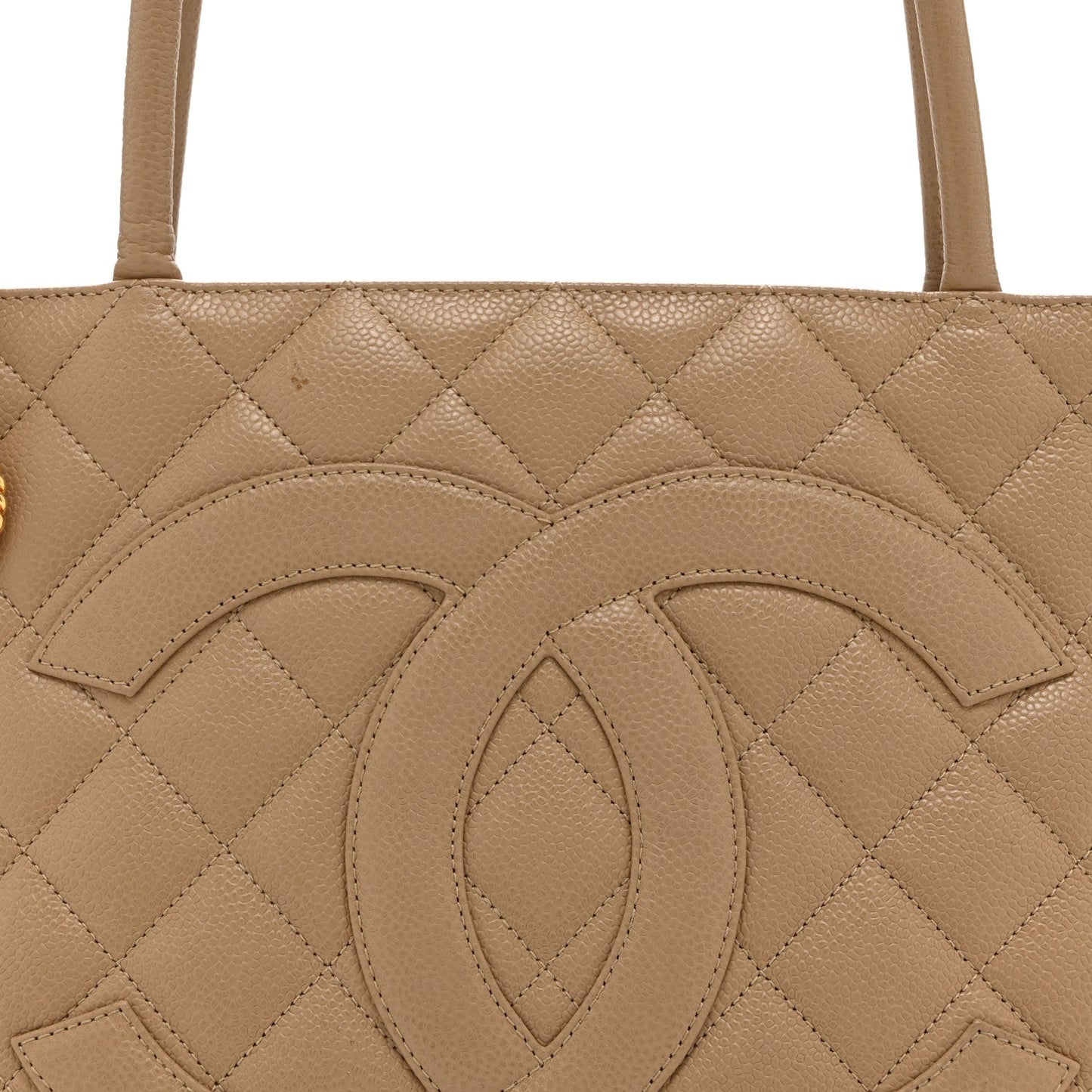 Caviar Quilted Medallion Tote Beige