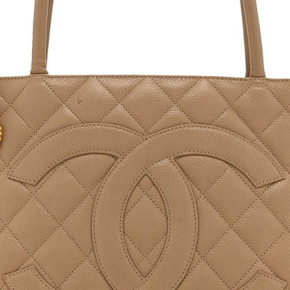 Caviar Quilted Medallion Tote Beige