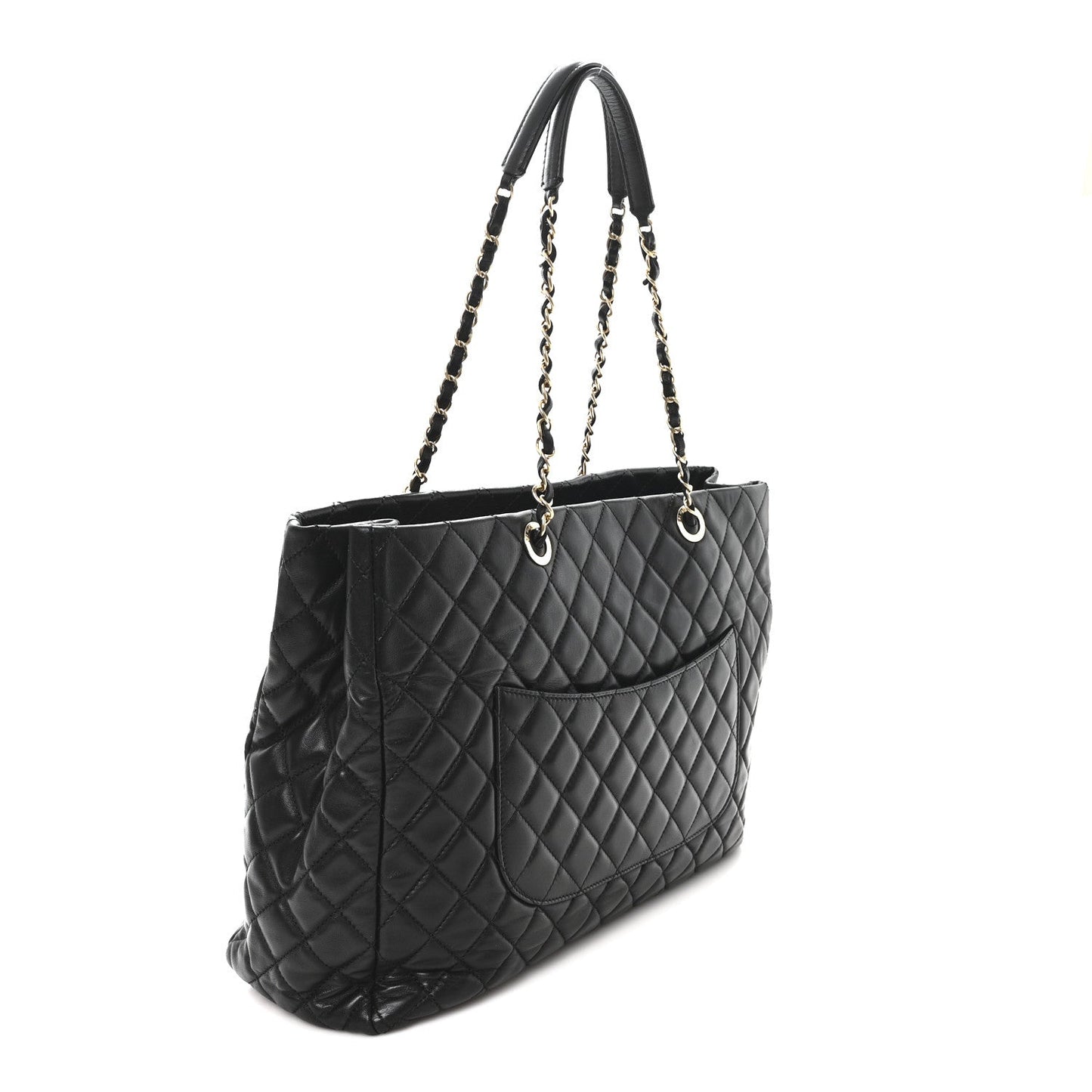 Lambskin Quilted Large Tote Black
