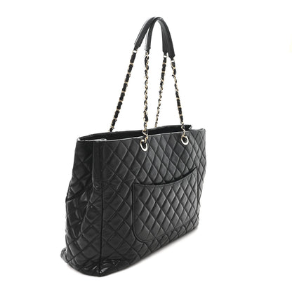 Lambskin Quilted Large Tote Black