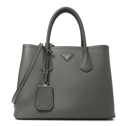 Saffiano Cuir Small Double Bag Marmo