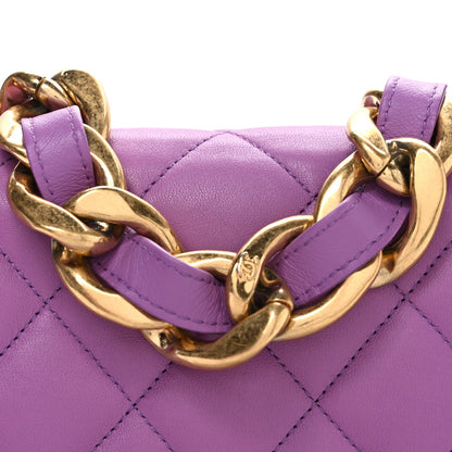 Lambskin Quilted Small CC Funky Town Flap Purple