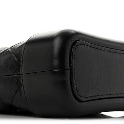 Aged Calfskin Quilted Small Gabrielle Hobo Black