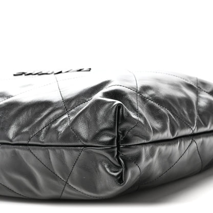Shiny Calfskin Quilted Chanel 22 So Black