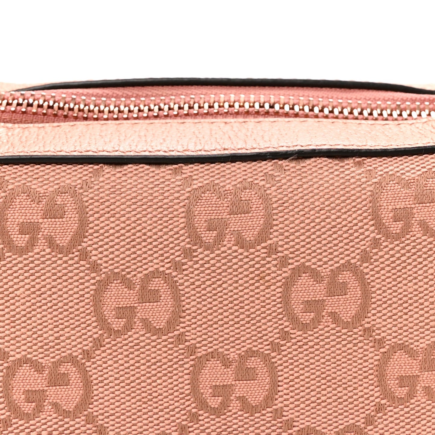 GG Supreme Monogram Textured Calfskin Web Mini Ophidia Half Moon Hobo Rose Pink