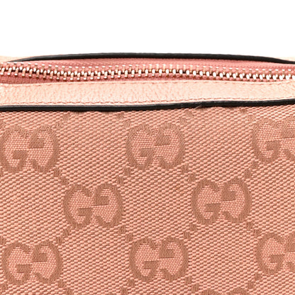 GG Supreme Monogram Textured Calfskin Web Mini Ophidia Half Moon Hobo Rose Pink