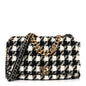 Tweed Quilted Maxi Chanel 19 Flap Black Ecru White