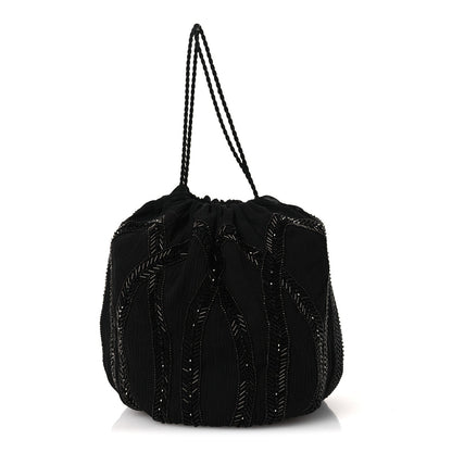 Chiffron Beaded Pochon Souple Bag Black