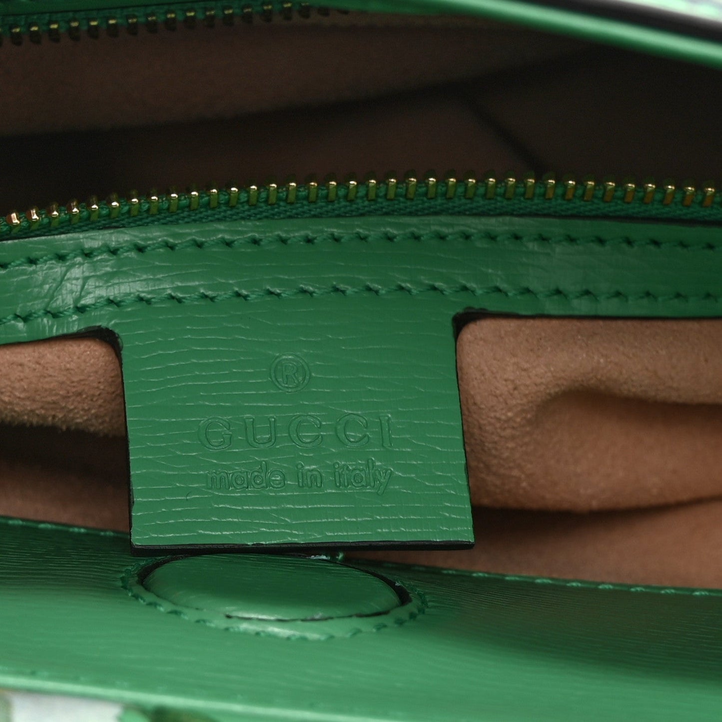 Calfskin Bamboo Web New Flora Small Nymphaea Top Handle Bag Green