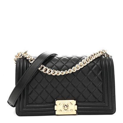 Caviar Quilted Medium Boy Flap Black