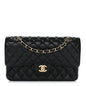 Caviar Quilted Medium Double Flap Black