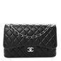 Lambskin Quilted Jumbo Double Flap Black