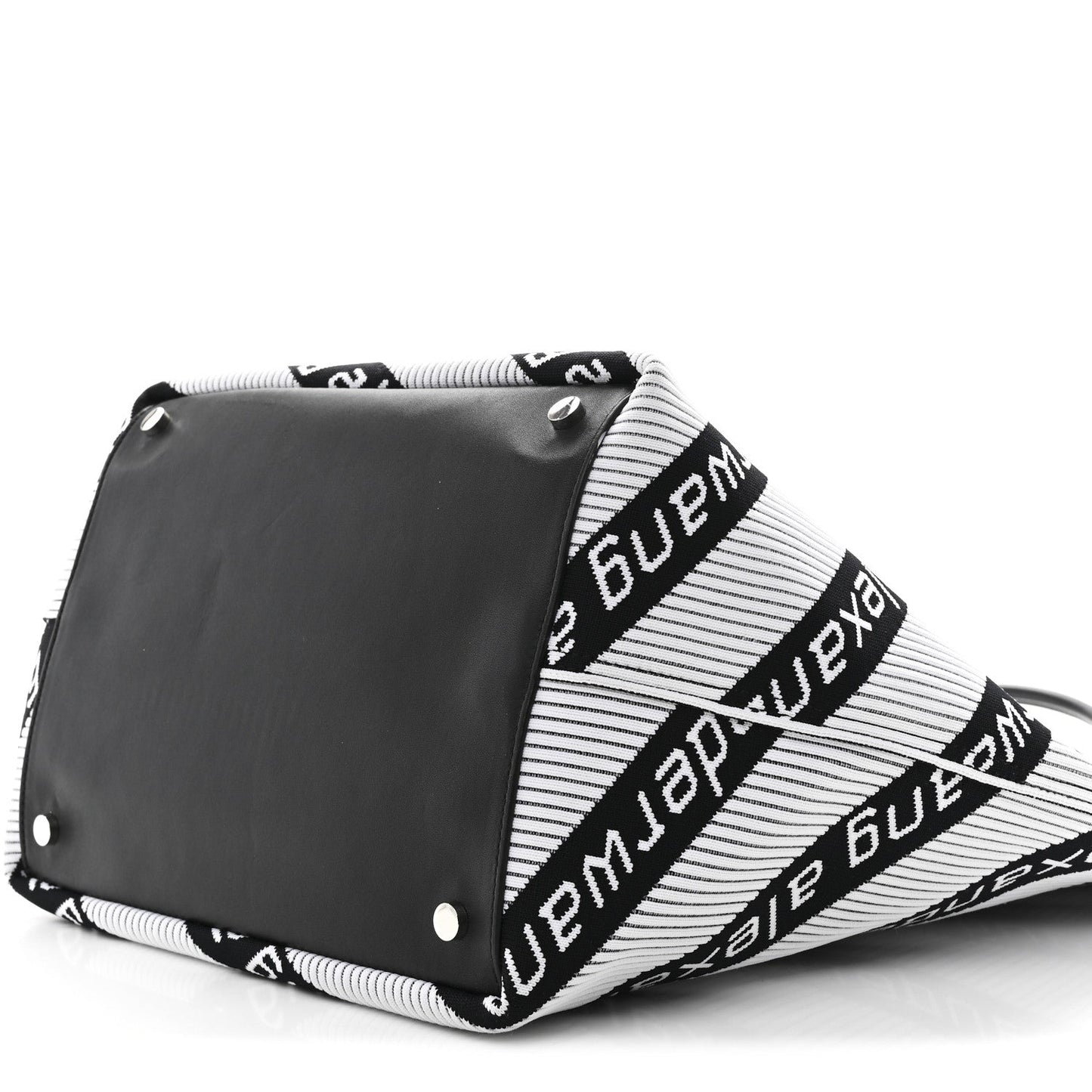 Knit Jacquard Diagonal Logo Roxy Tote White Black