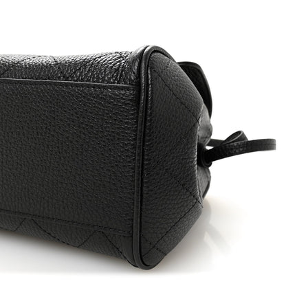 Grained Calfskin Stitched Urban Essentials Small Shopping Bag Black