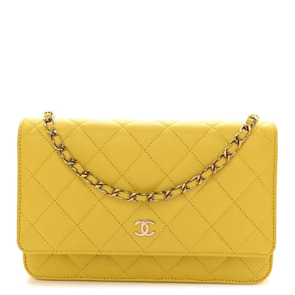 Caviar Quilted Wallet on Chain WOC Yellow