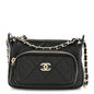 Shiny Crumpled Lambskin Quilted Mini Clutch With Chain Black