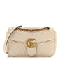 Calfskin Matelasse Small GG Marmont Shoulder Bag White