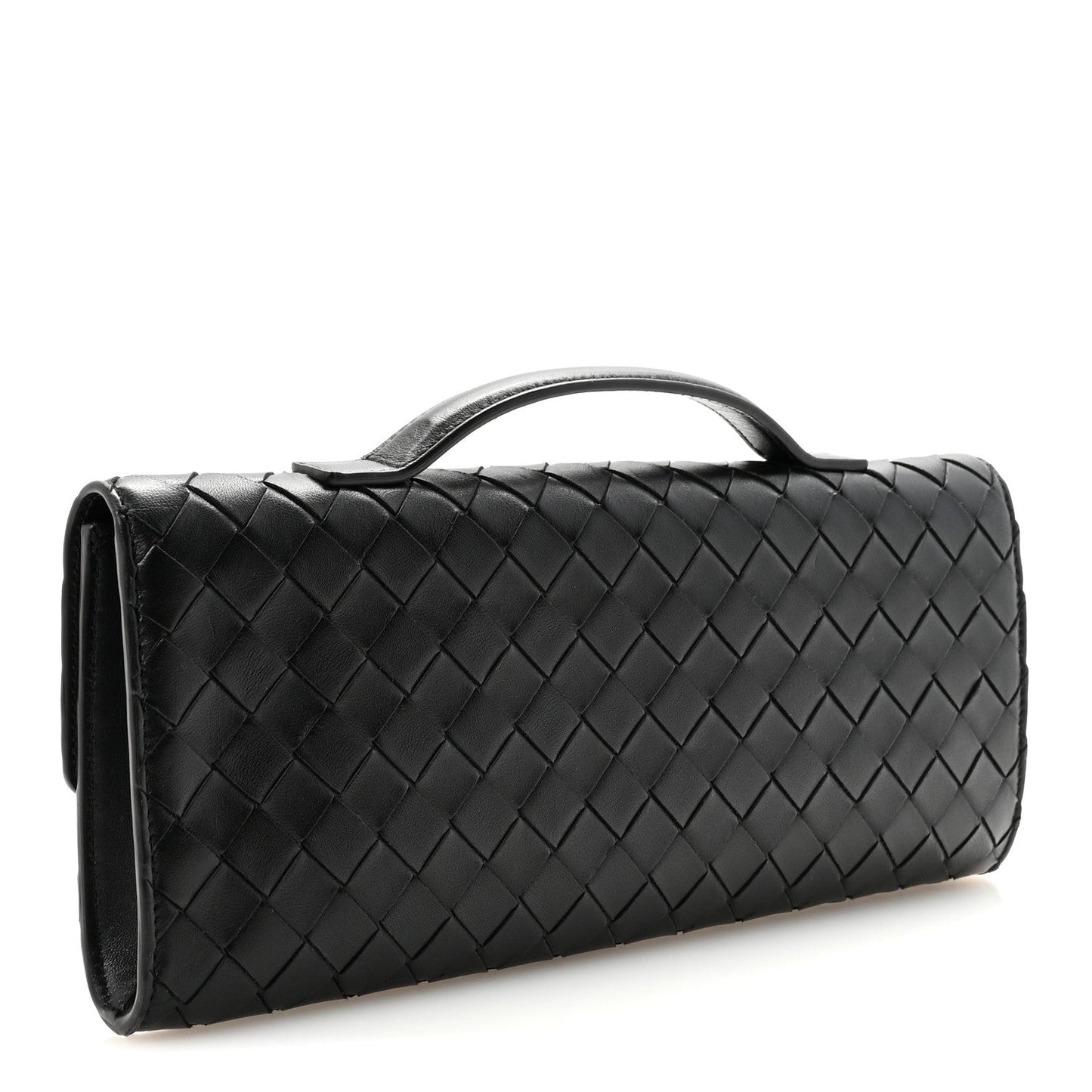 Nappa Intrecciato Long Andiamo Top Handle Clutch Black