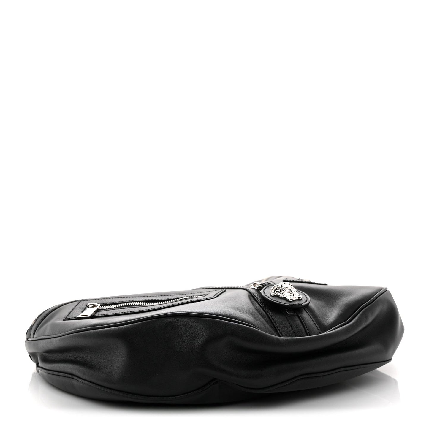 Calfskin Small Repeat Zip Hobo Black
