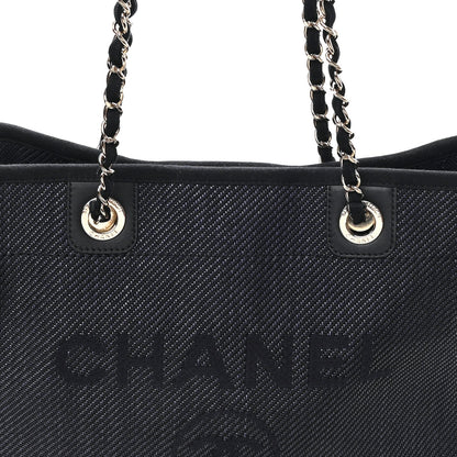 Mixed Fibers Calfskin Small Deauville Tote Black