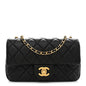 Lambskin Quilted Mini Rectangular Pearl Crush Flap Black