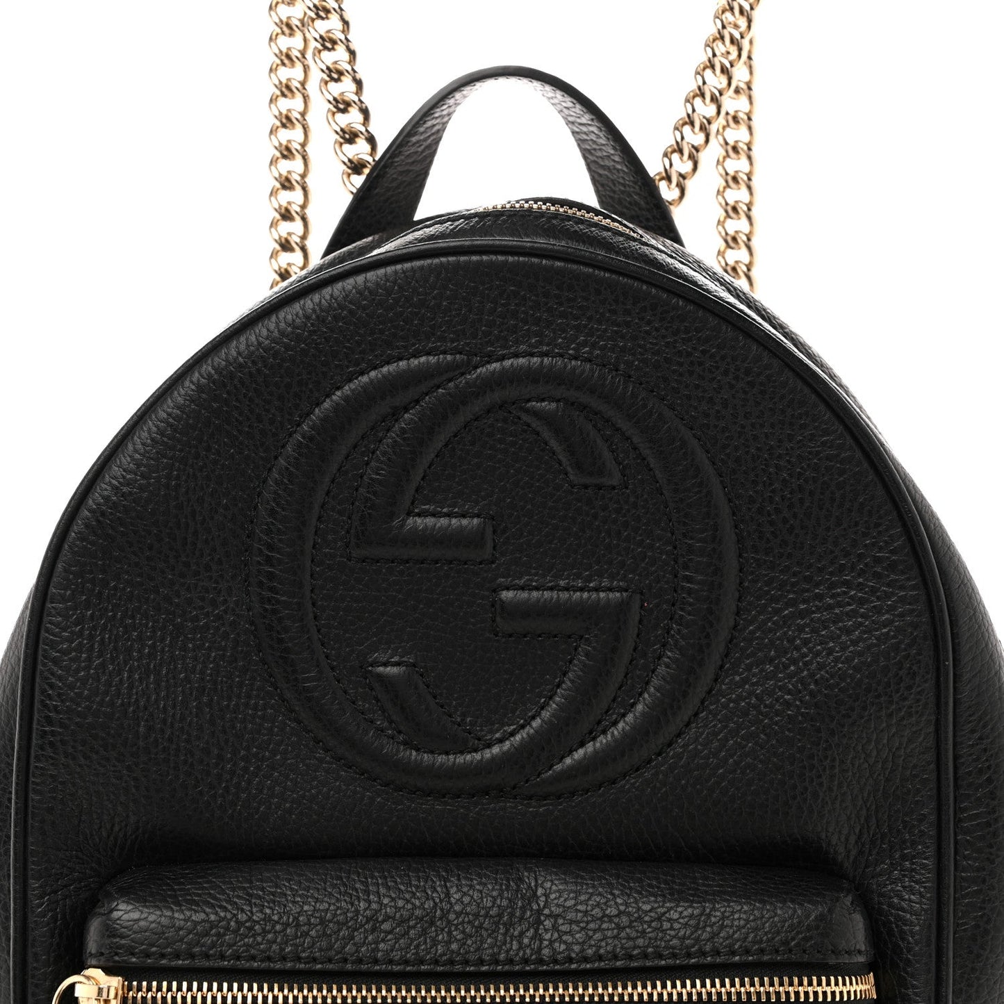 Pebbled Calfskin Soho Chain Backpack Black