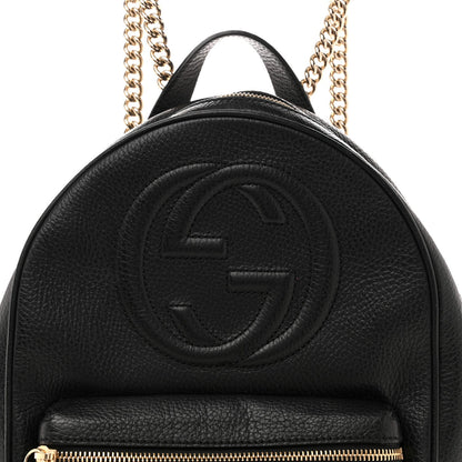 Pebbled Calfskin Soho Chain Backpack Black