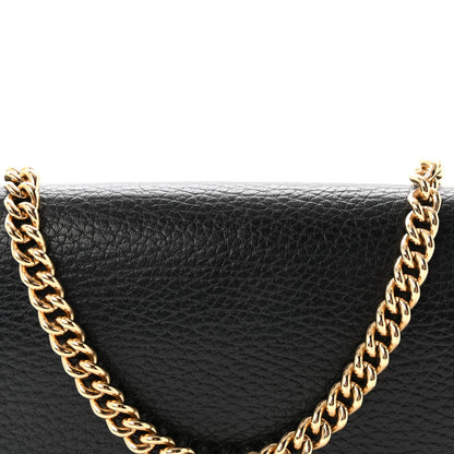 Calfskin Mini GG Marmont Chain Wallet Black