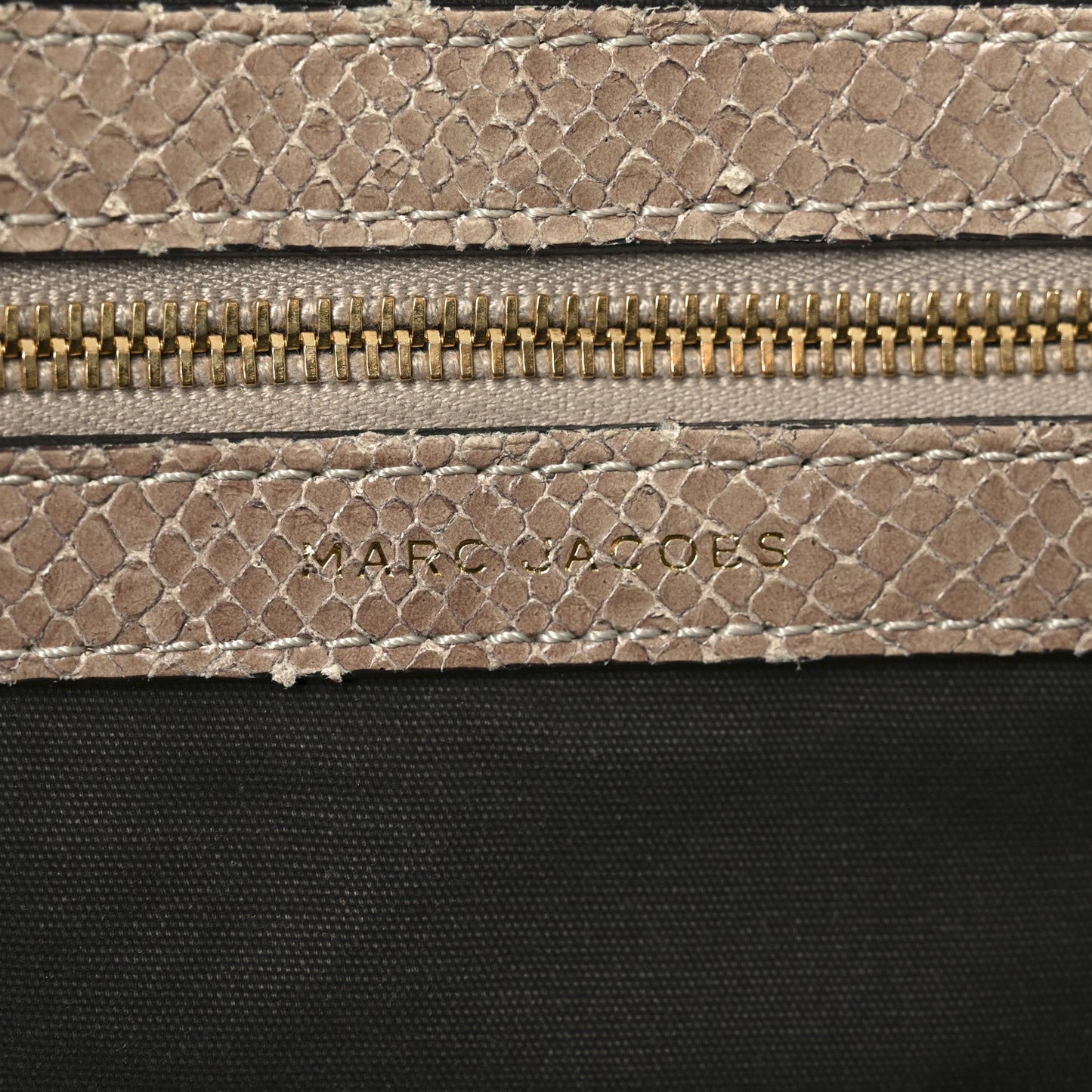 Snakeskin Embossed Calfskin Quilted Studded Beige