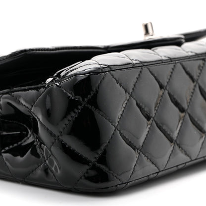 Patent Quilted Medium Double Flap Black