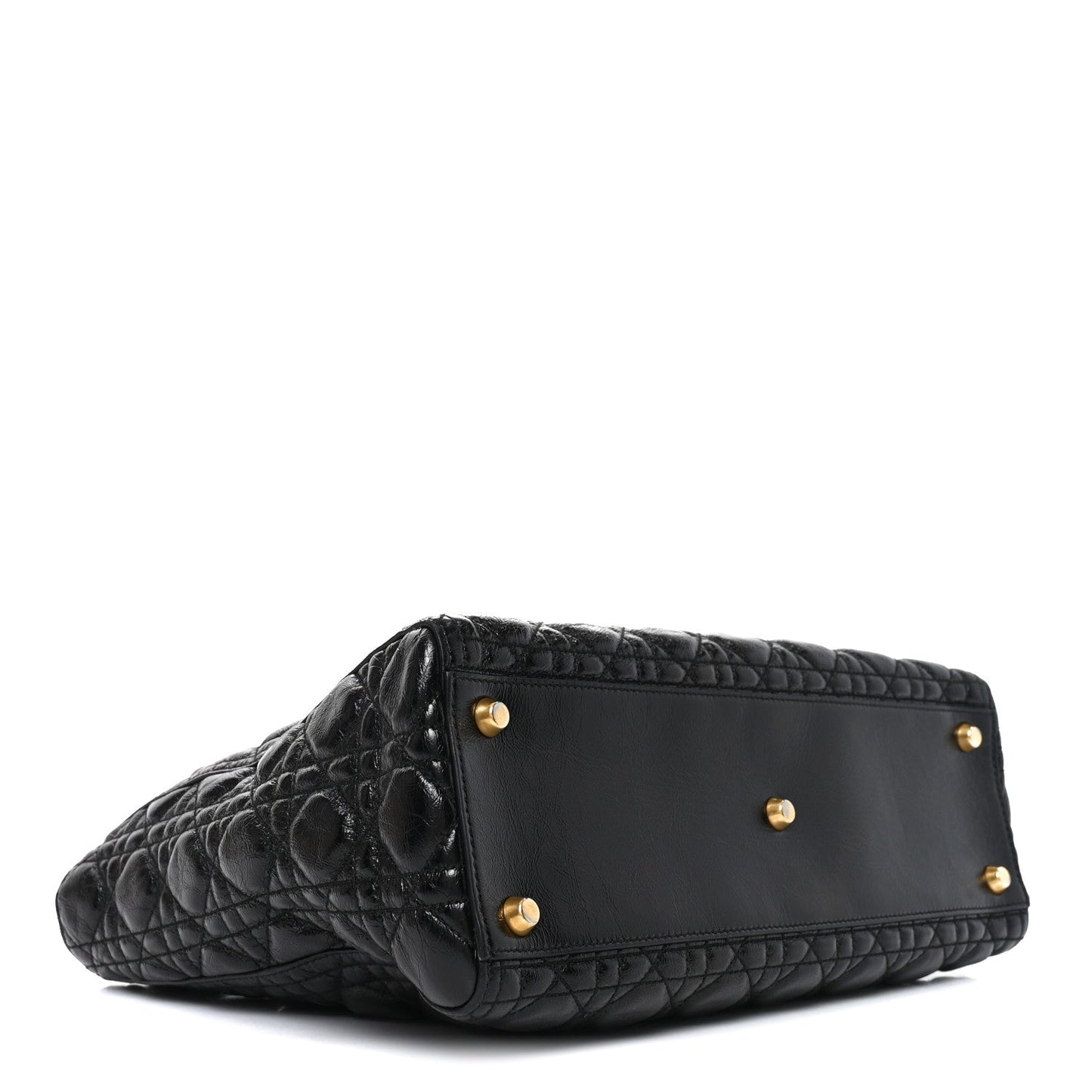 Crinkled Patent Cannage Large Lady Dior Black