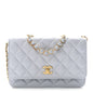 Lambskin Quilted Hearts CC Wallet On Chain WOC Light Blue