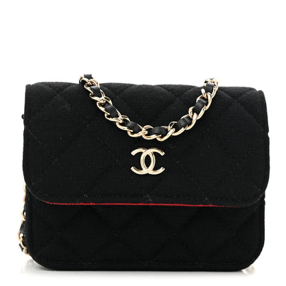 Jersey Quilted Micro Mini Flap Black