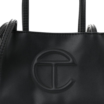 Vegan Leather Small Shopping Bag Black