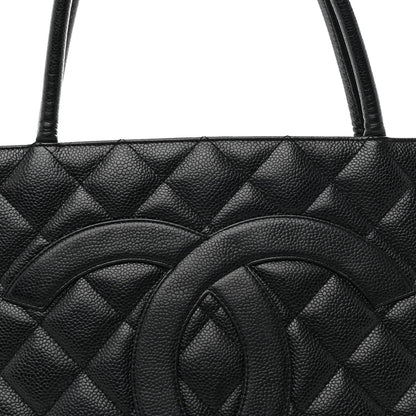 Caviar Quilted Medallion Tote Black