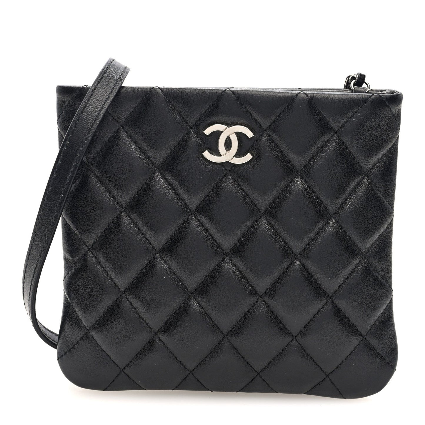 Lambskin Quilted Crossbody Bag Black