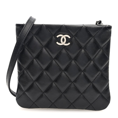 Lambskin Quilted Crossbody Bag Black