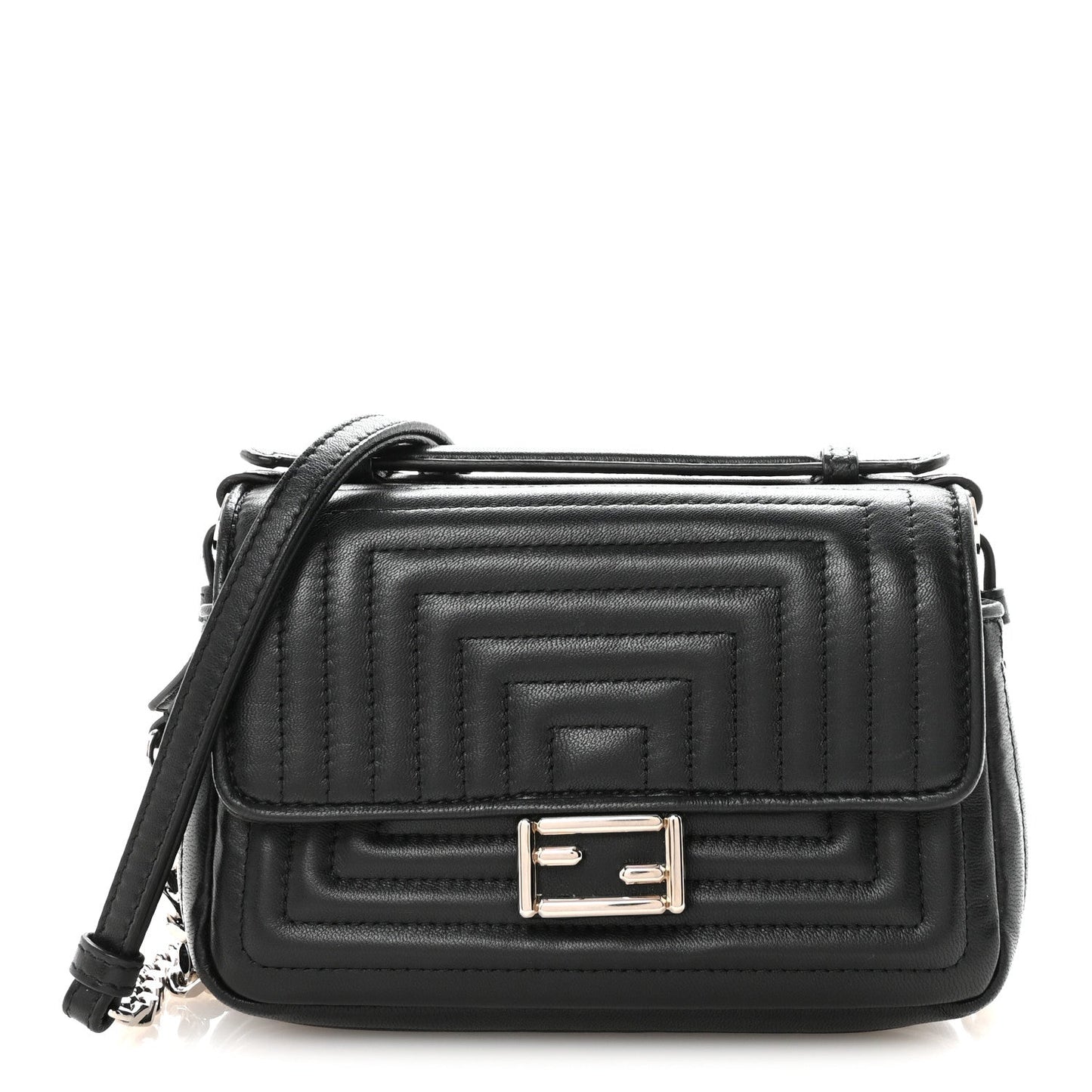 Shiny Nappa Trapuntata Micro Double Baguette Black