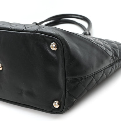 Calfskin Quilted Large Cambon Tote Black